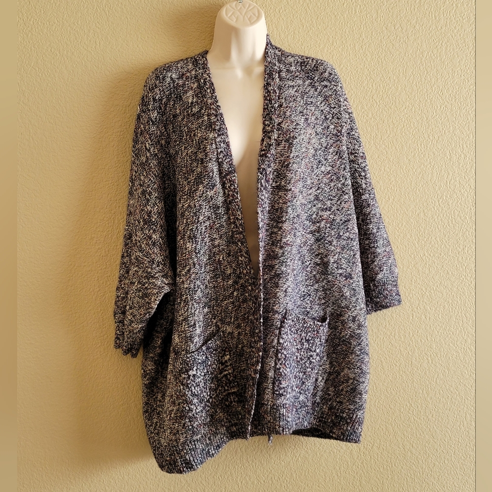 3/4 dolman sleeve multicolored open cardigan